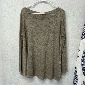 Altar’d state swing top sweater net long sleeve tan light brown size medium